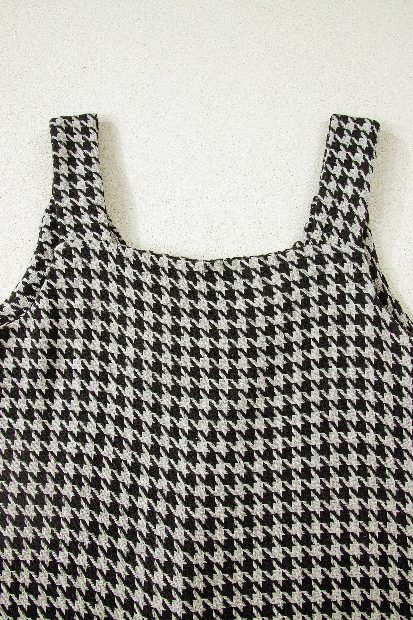 Houndstooth Print V Neck Sleeveless Mini Dress