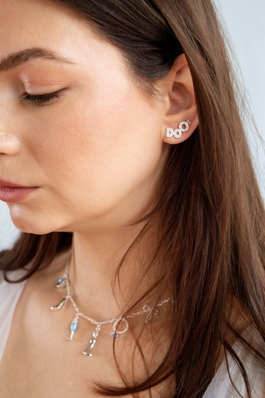 Bridal “I Do” Stud Earring Set of 2