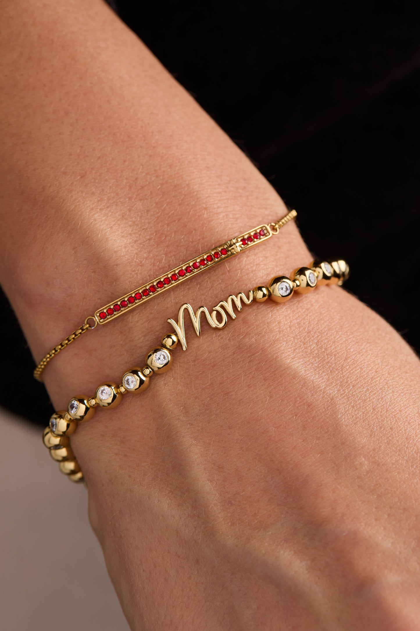 Mom Elongated Crystal Stretch Bracelet