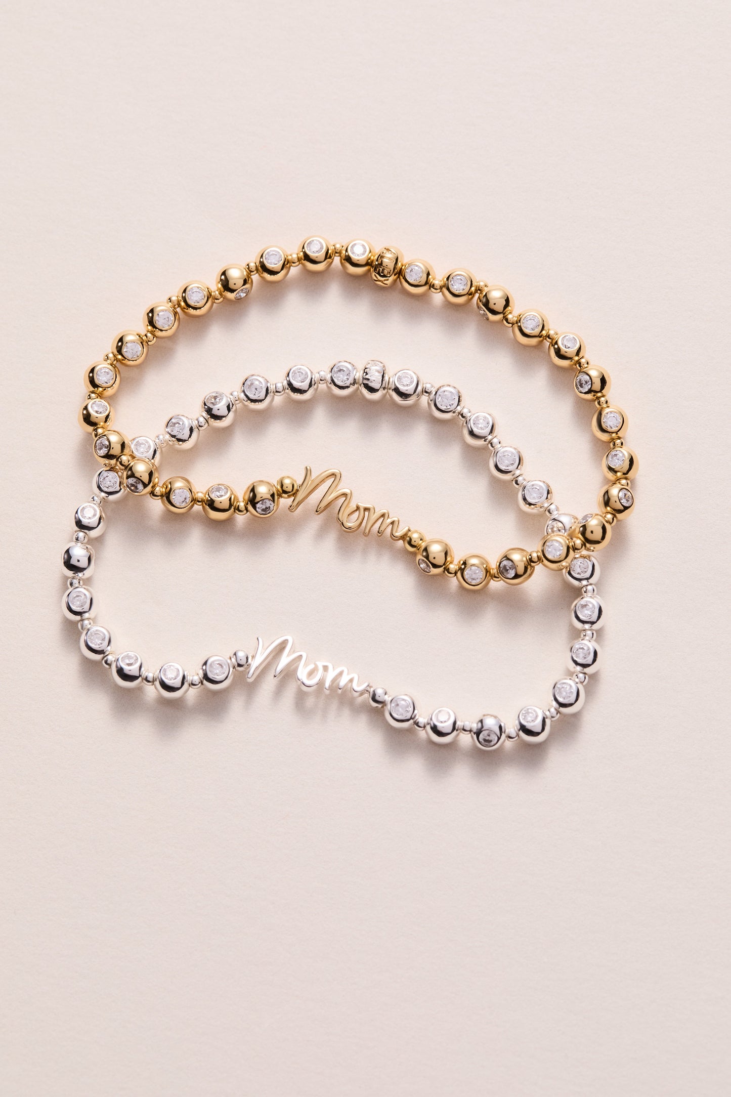 Mom Elongated Crystal Stretch Bracelet