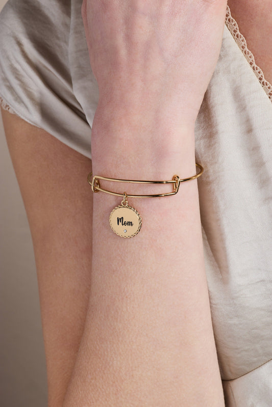 Mom 'Bonded By Love, Connected For Life' Charm Bangle