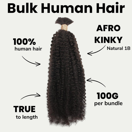 Afro Kinky Bulk 100% Human Braiding Hair