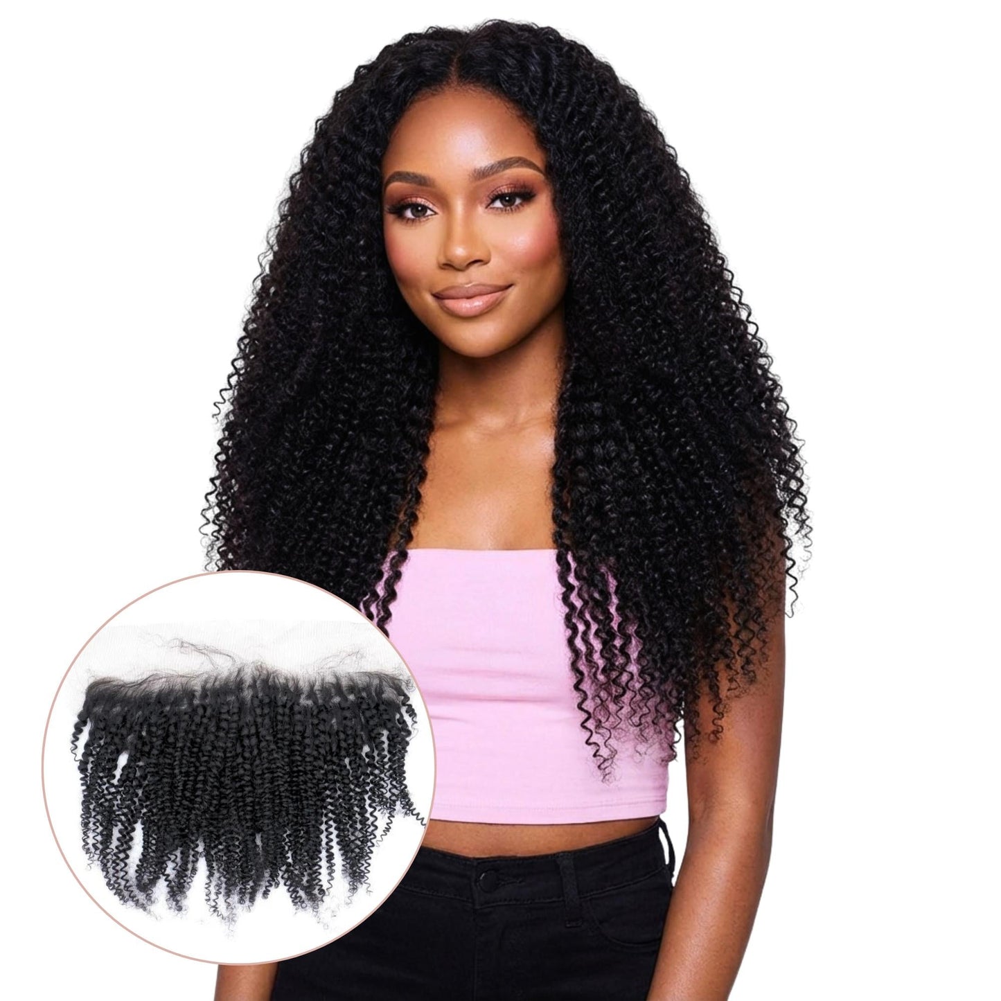 Afro Kinky Curly 13x4 Transparent Lace Human Hair Frontal