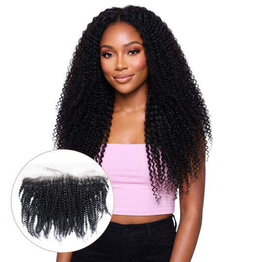 Afro Kinky Curly 13x4 Transparent Lace Human Hair Frontal