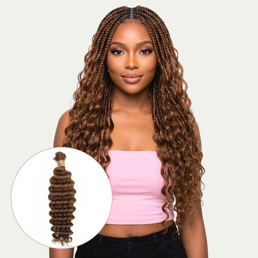 Auburn Deep Wave Bulk 100% Human Braiding Hair