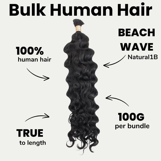Beach Wave Bulk 100% Human Braiding Hair