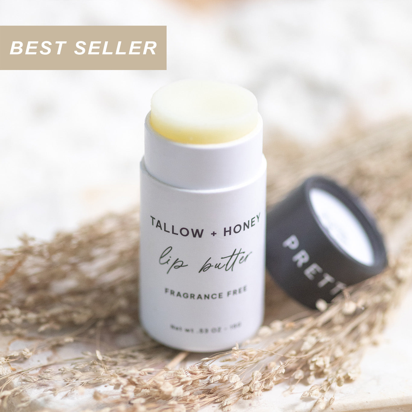 Fragrance Free Tallow + Honey Lip Butter in Eco-Friendly Travel Tubes