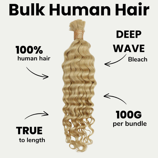 Blonde Deep Wave Bulk 100% Human Braiding Hair