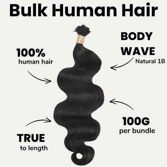Body Wave  Bulk 100% Human Braiding Hair