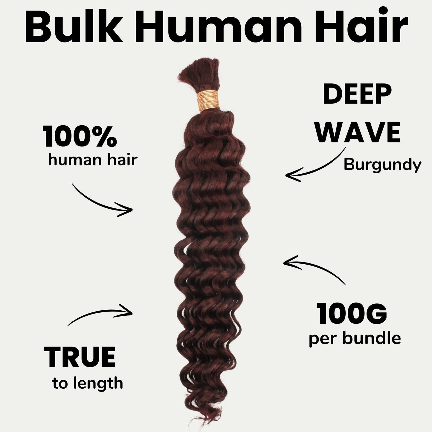 Burgundy Deep Wave Color 99J Bulk 100% Human Braiding Hair