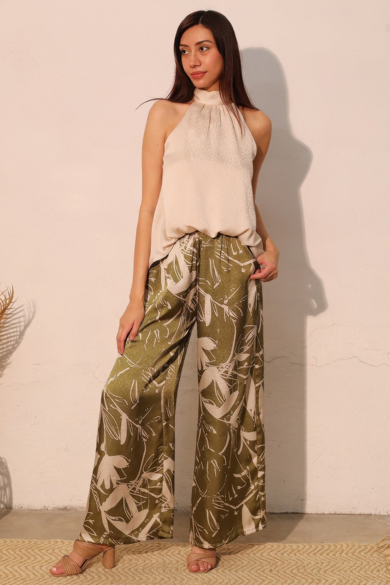 Hammered Satin Halter Bubble Top