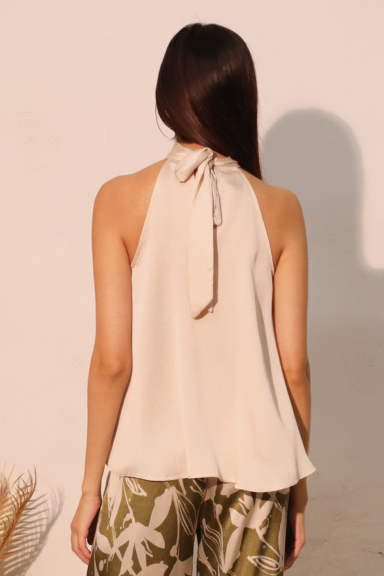 Hammered Satin Halter Bubble Top