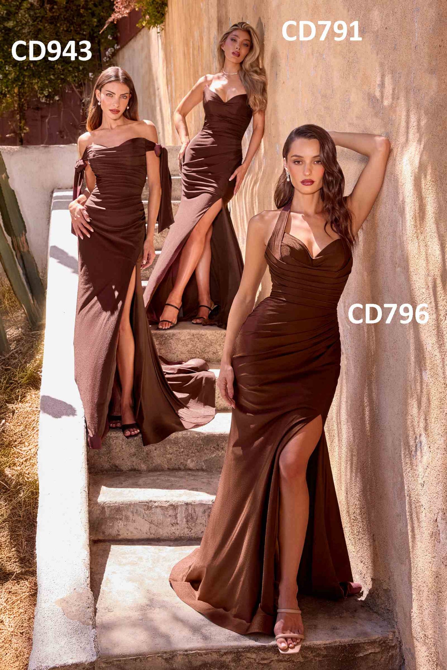 Ladivine Dress Strapless Stretch Satin Fitted Dusty Rose Gown