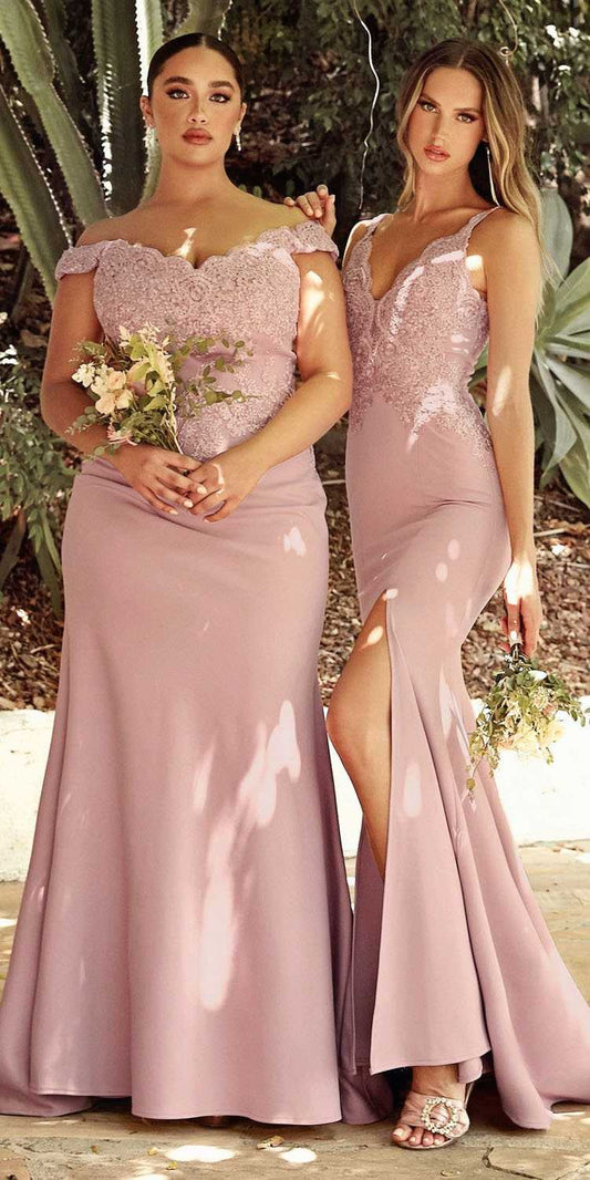Cinderella Divine Long Fitted Gown Plunging V-Neck