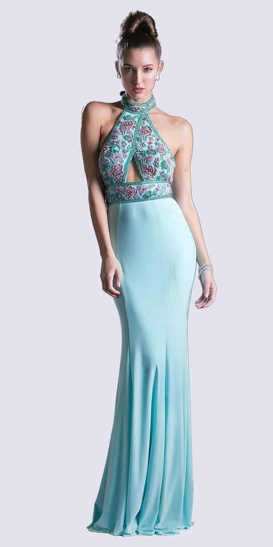 Cinderella Divine Long Fitted Gown Beaded Halter Neck