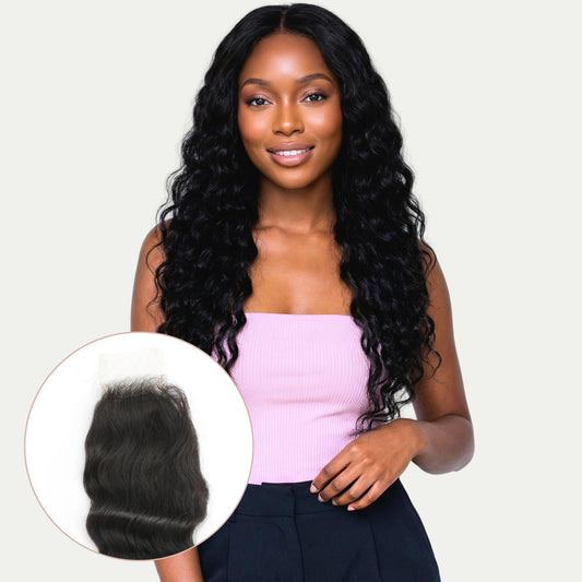 Deep Wave 2x6 Transparent Lace Human Hair Closure