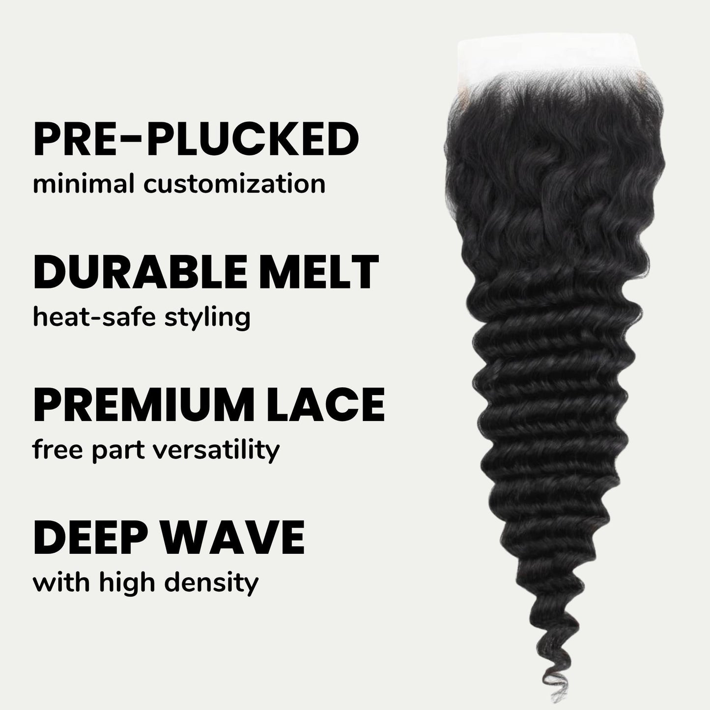 Deep Wave 5x5 Transparent Lace Human Hair Closure