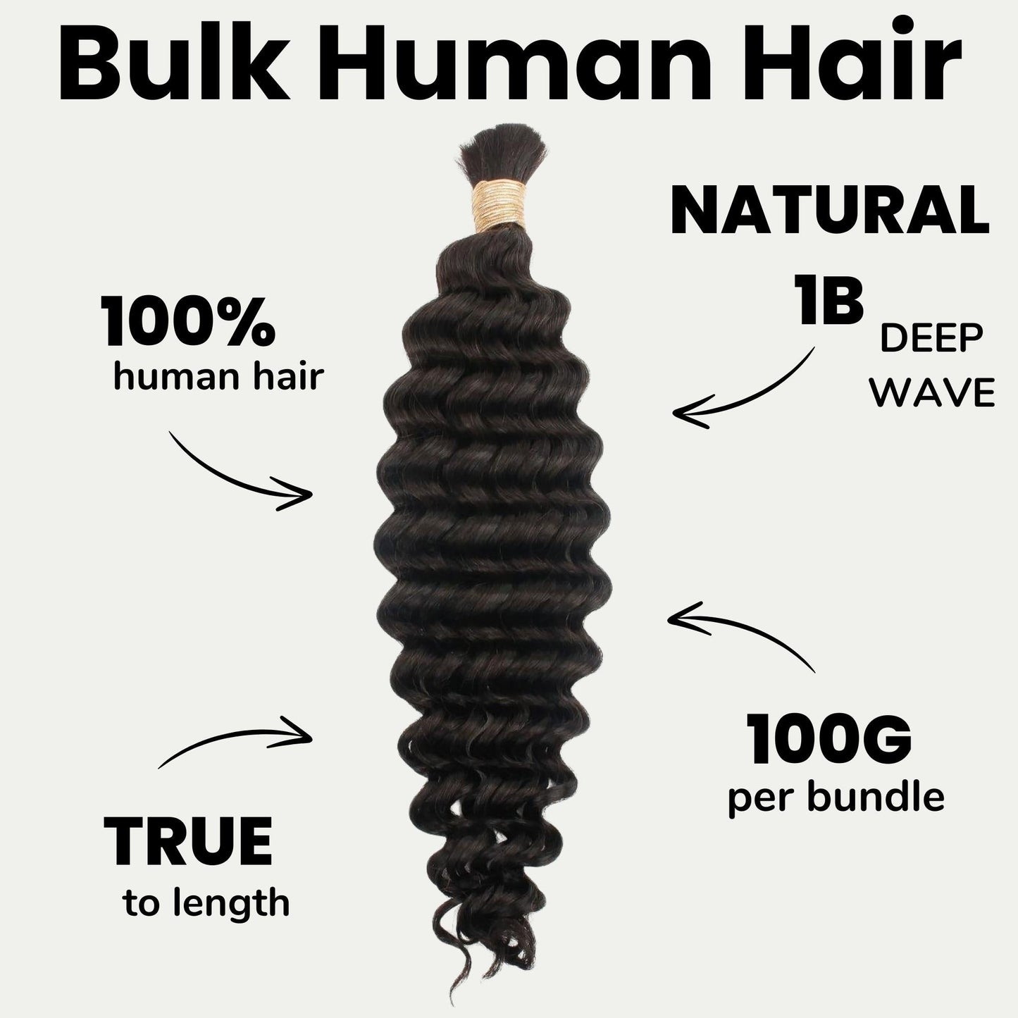 Deep Wave Bulk 100% Human Braiding Hair