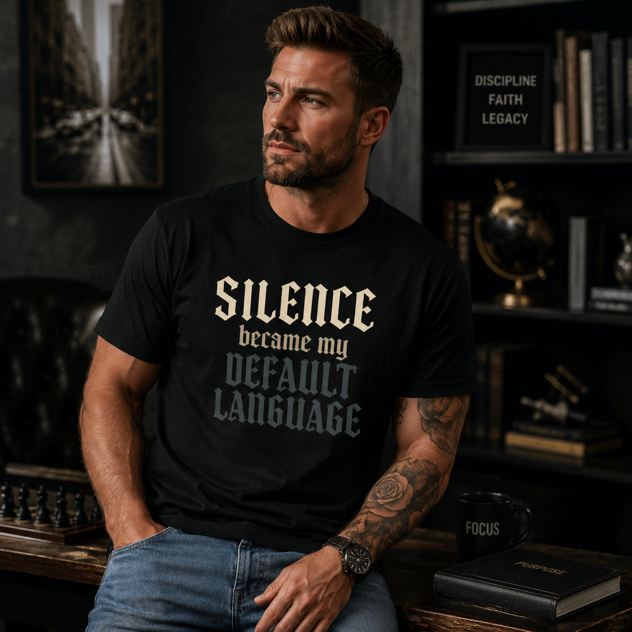 Silence Became My Default Language — Gothic Quote Tee