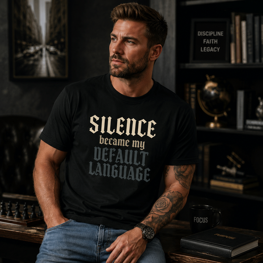 Silence Became My Default Language — Gothic Quote Tee