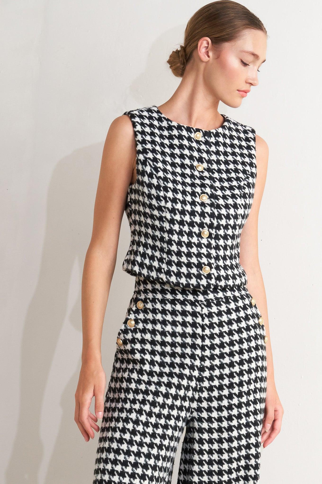 METRO ICON WOVEN HOUNDSTOOTH VEST