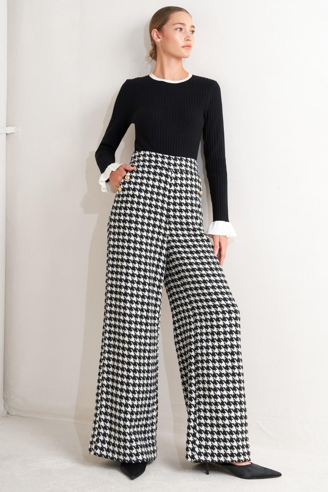 METRO ICON WOVEN HOUNDSTOOTH PANTS