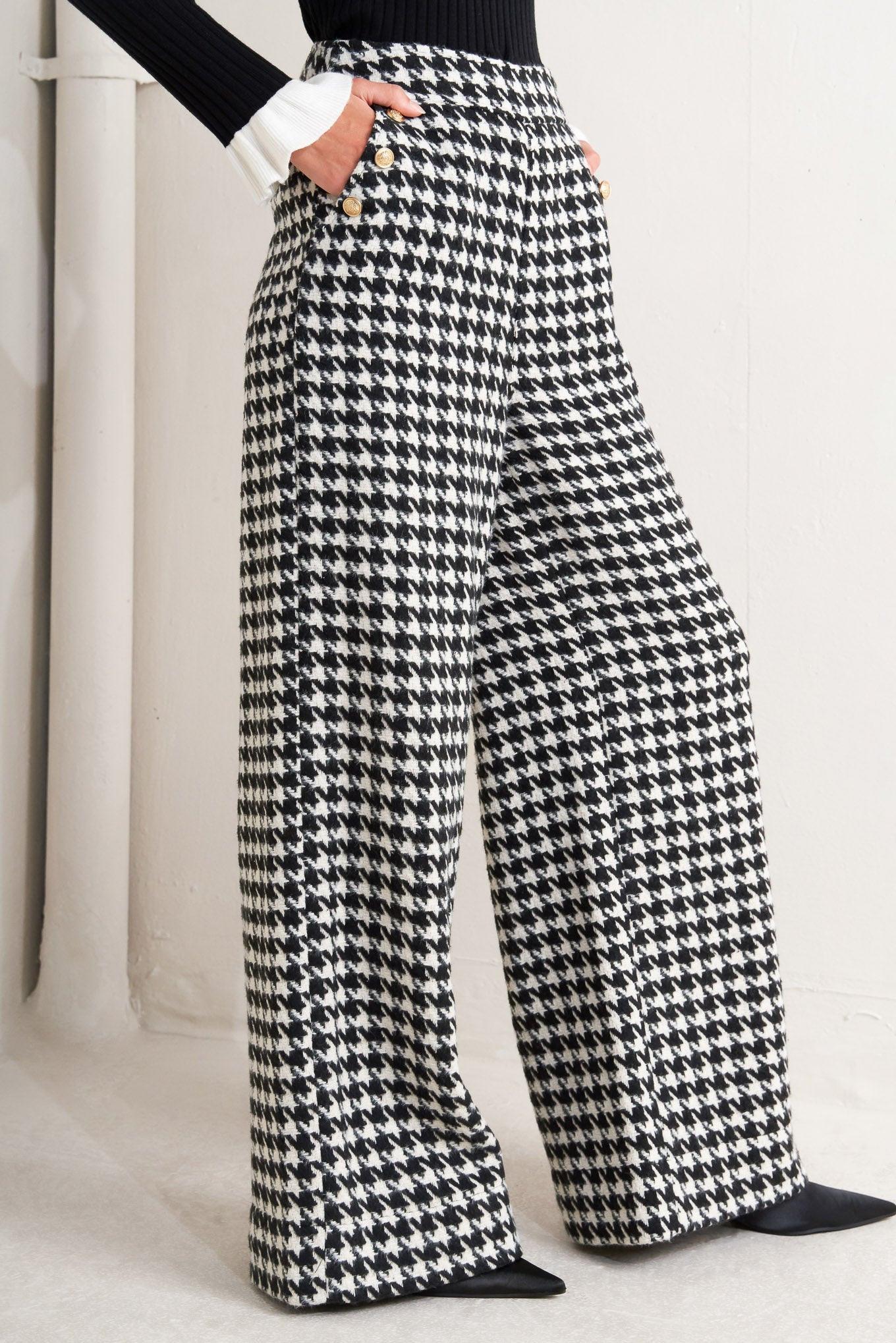 METRO ICON WOVEN HOUNDSTOOTH PANTS