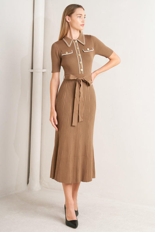 PARISIAN INSPIRED STYLE SWEATER KNIT MIDI DRESS