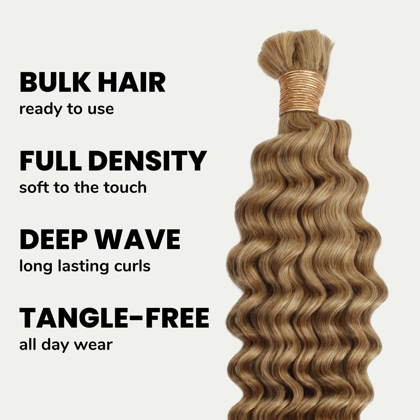 Honey Blonde Deep Wave 27 Bulk 100% Human Braiding Hair