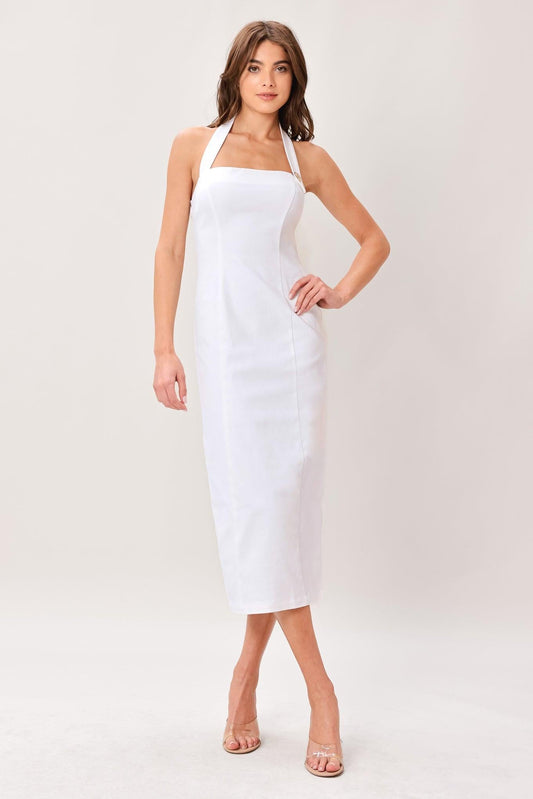 LUXE ESSENCE WOVEN MIDI DRESS