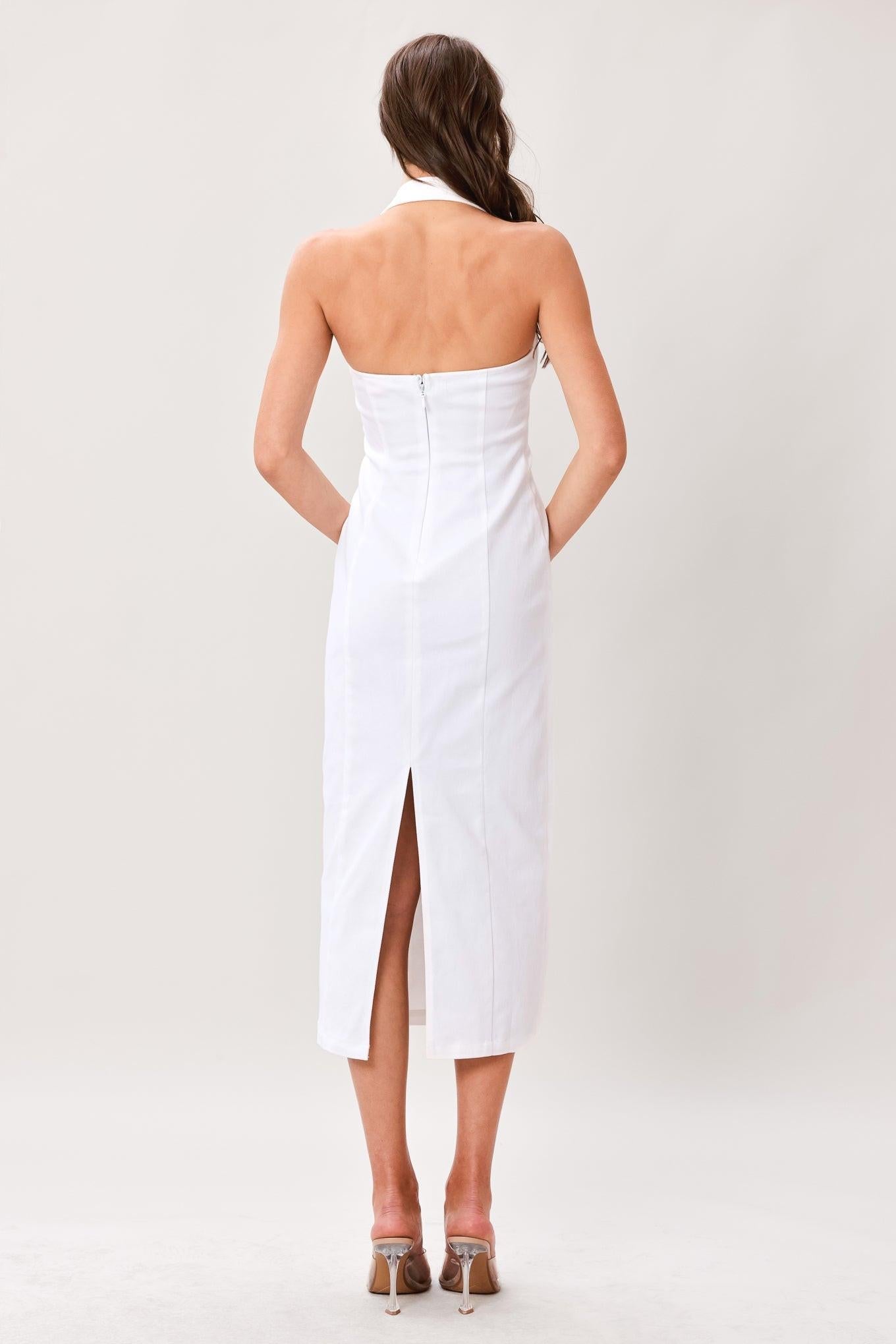 LUXE ESSENCE WOVEN MIDI DRESS