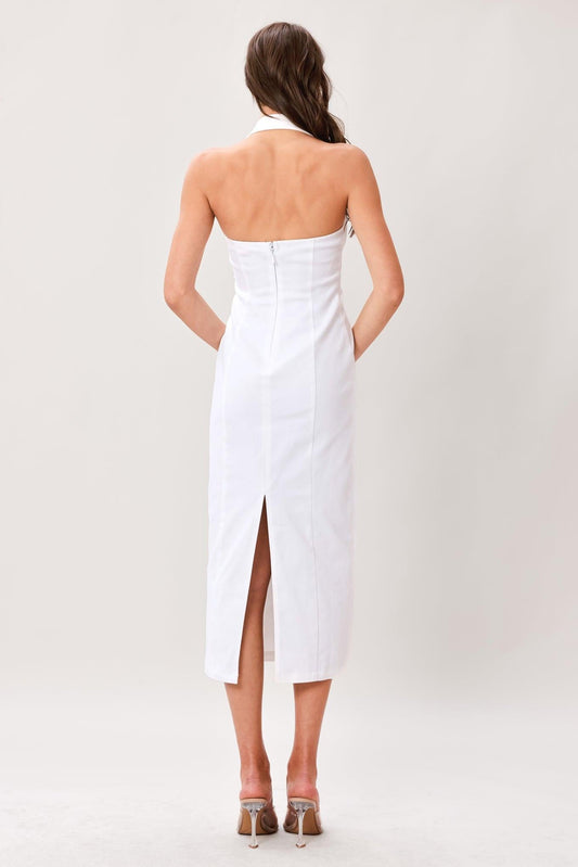 LUXE ESSENCE WOVEN MIDI DRESS