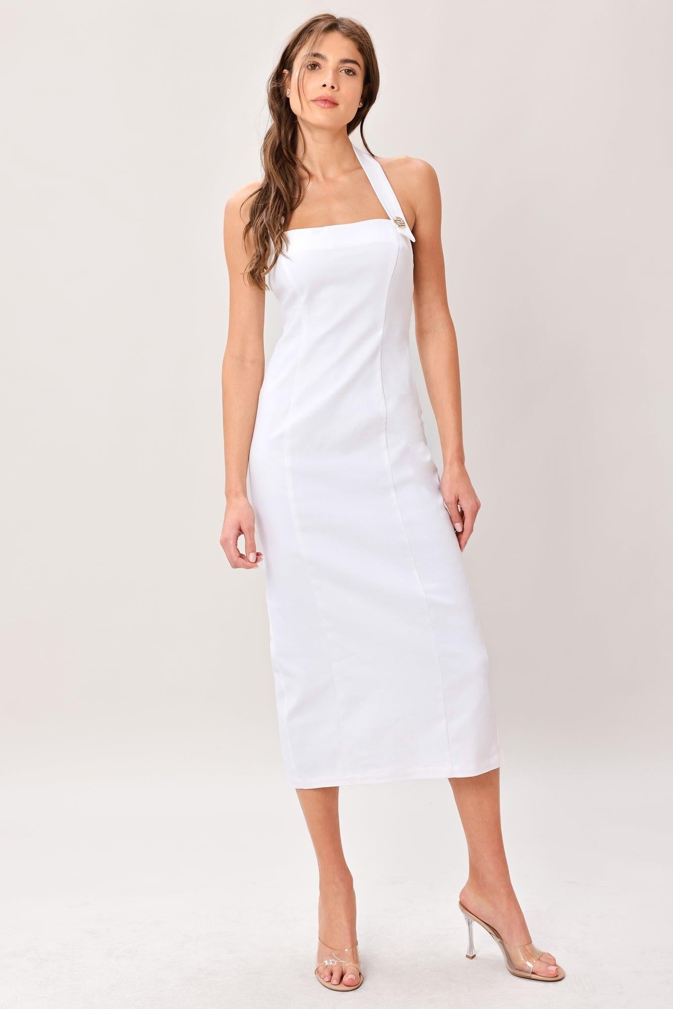 LUXE ESSENCE WOVEN MIDI DRESS
