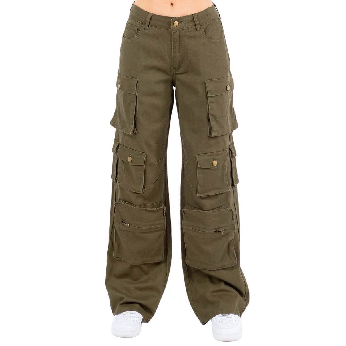 Curvy High Waist Wide Leg Pocket Cargo Pants