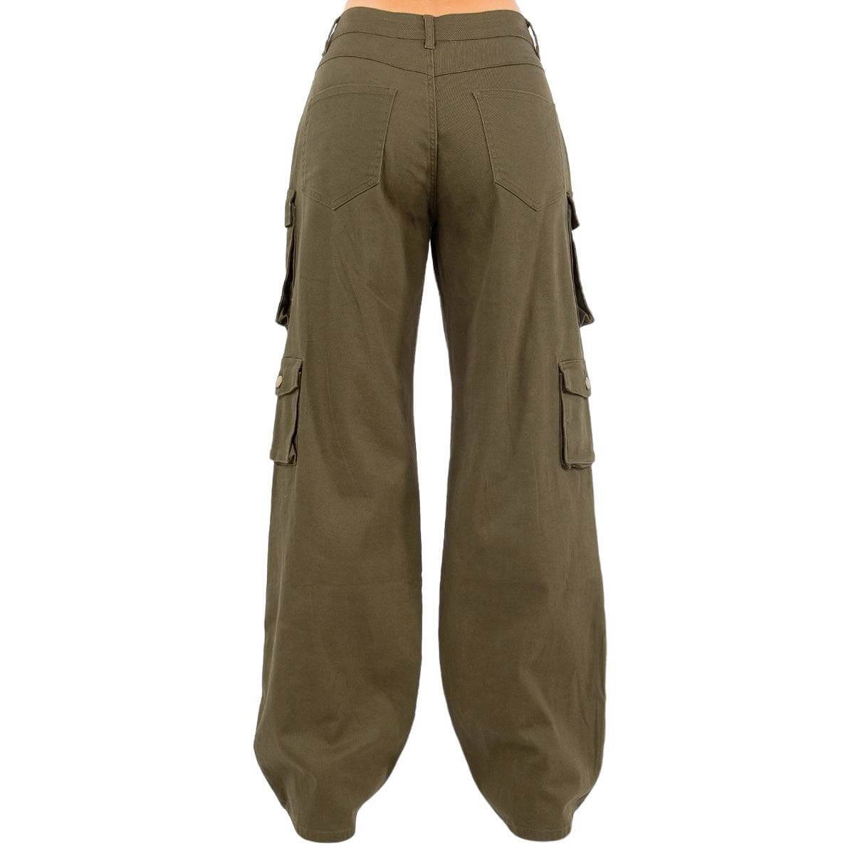 Curvy High Waist Wide Leg Pocket Cargo Pants