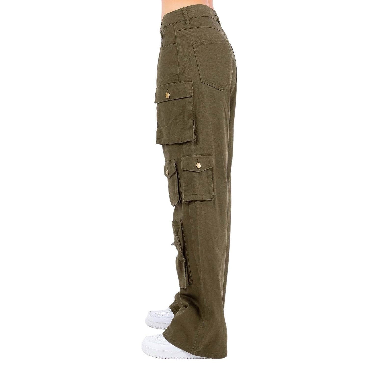 Curvy High Waist Wide Leg Pocket Cargo Pants