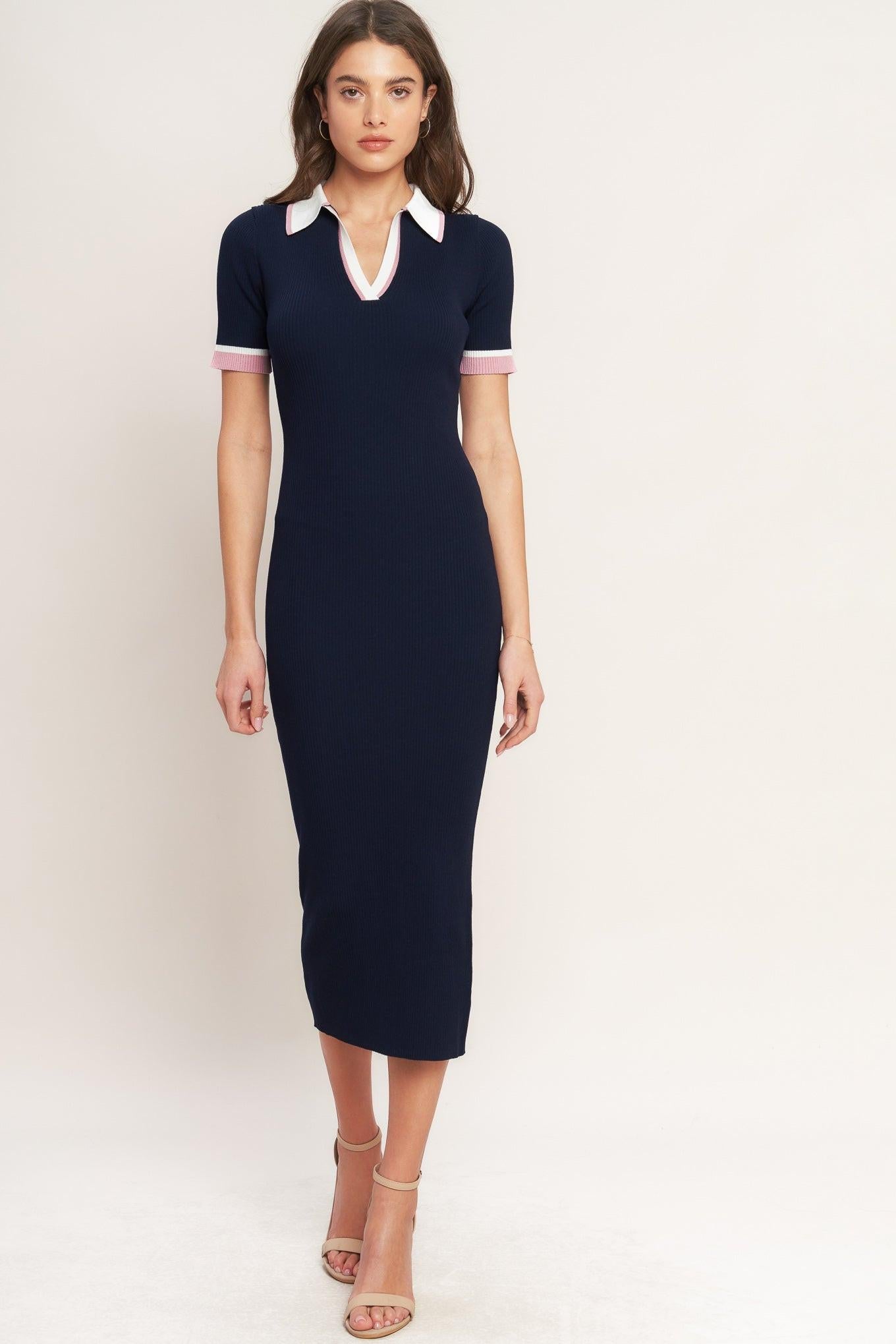 HEELS-READY SILHOUETTE KNIT MIDI DRESS