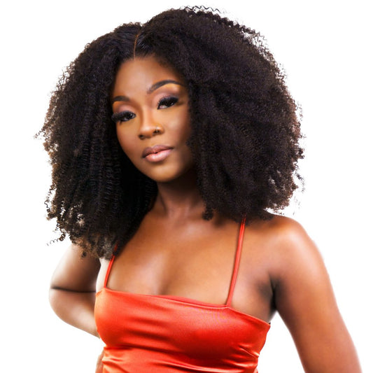 Afro Kinky Curly 4x4 Transparent Lace 100% Human Hair Closure Wig