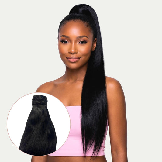 Jet Black 100% Human Hair Ponytail Extension