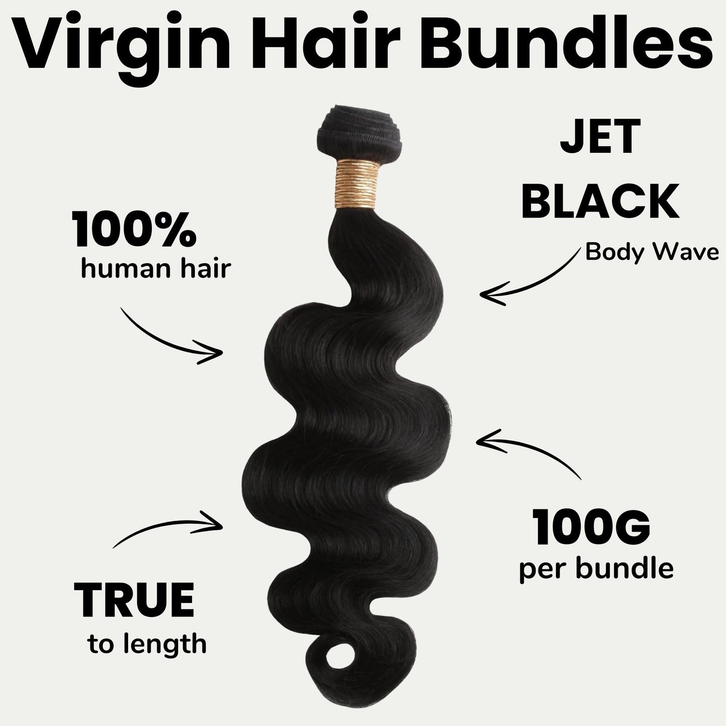 Jet Black Body Wave 100% Human Hair Bundles