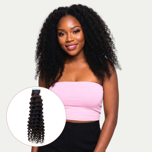 Kinky Curly 100% Human Hair Tape In Extensions