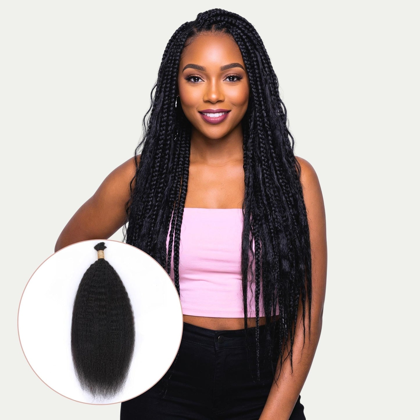 Kinky Straight Bulk 100% Human Braiding Hair