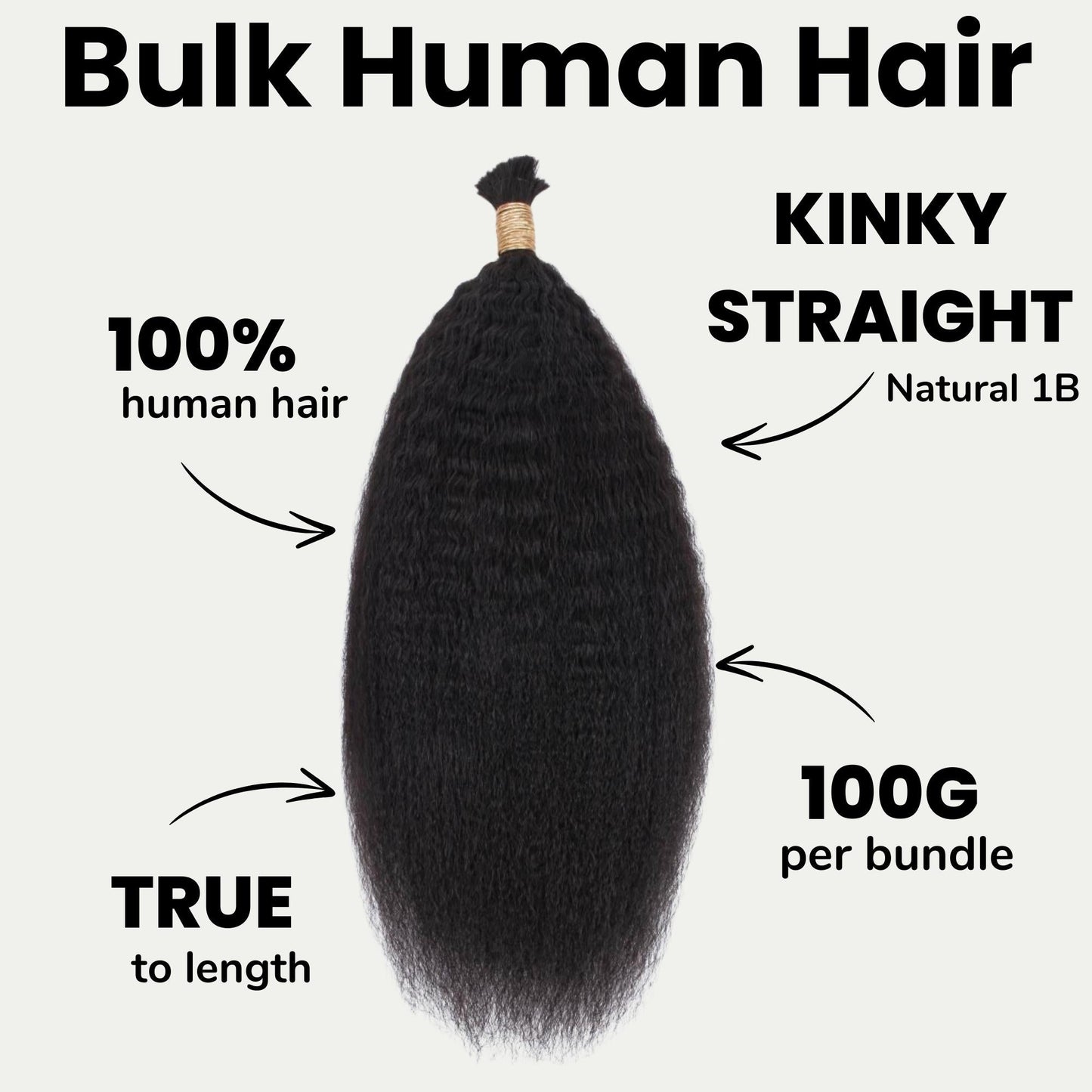 Kinky Straight Bulk 100% Human Braiding Hair