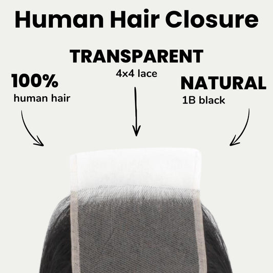 Malaysian Straight 4x4 Transparent Lace Human Hair Closure