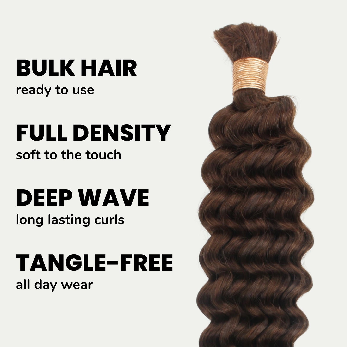 Medium Brown Deep Wave Color 4 Bulk 100% Human Braiding Hair