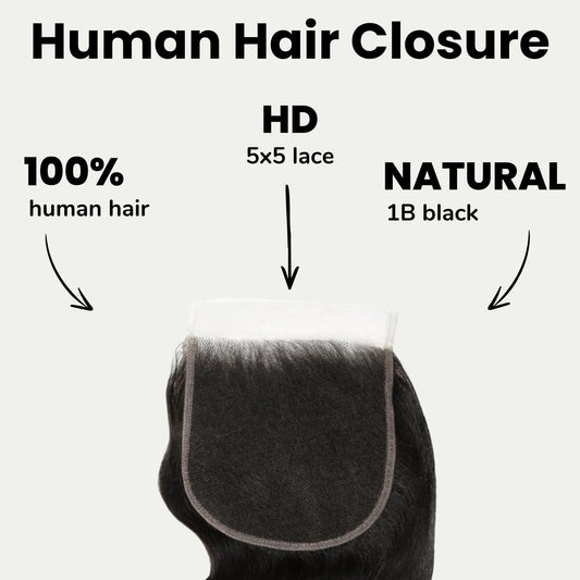 Raw Body Wave 5x5 HD Lace Human Hair Closure