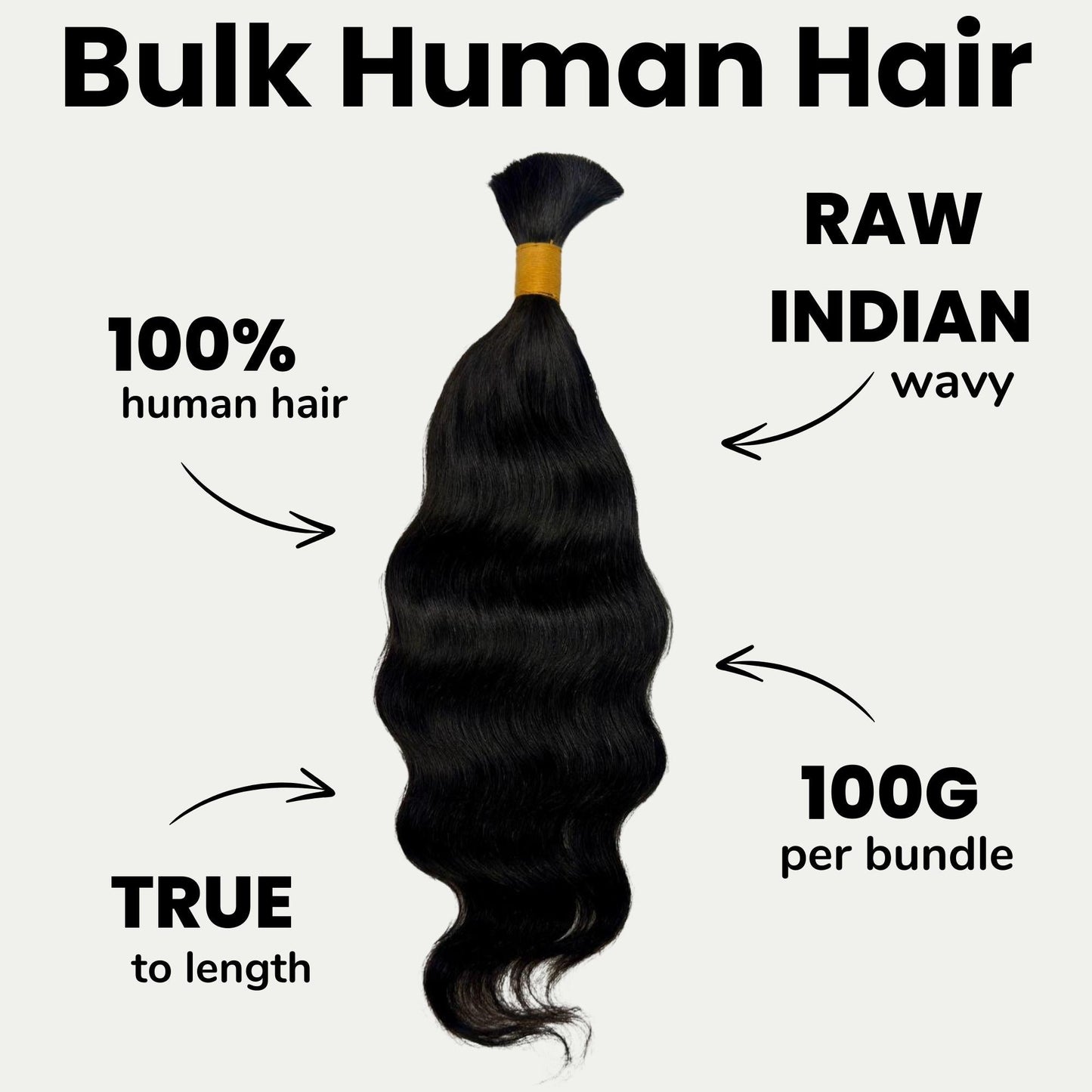 Raw Indian Wavy Bulk 100% Human Braiding Hair