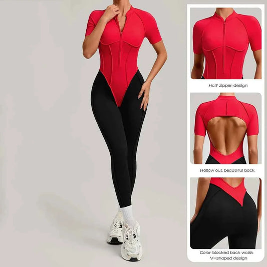 Color Blocked Women's Yoga Jumpsuit
