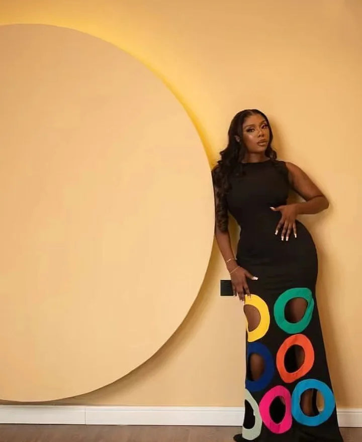 Black Sleeveless Multicolor Patchwork Maxi Dress