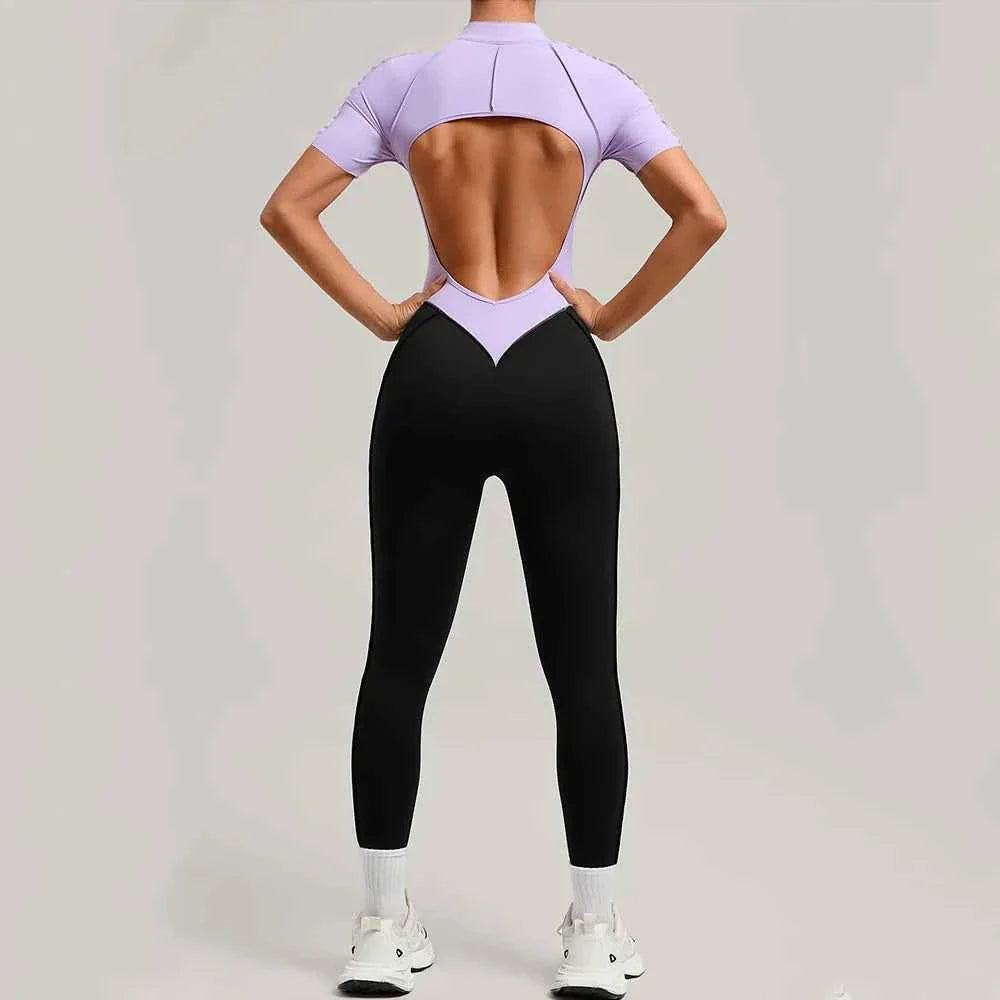 Color Blocked Women's Yoga Jumpsuit